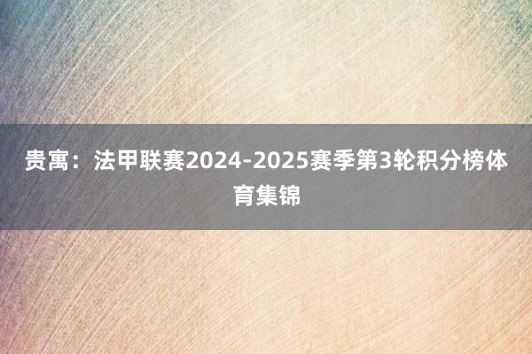 贵寓：法甲联赛2024-2025赛季第3轮积分榜体育集锦