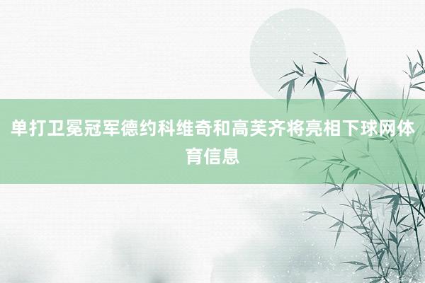 单打卫冕冠军德约科维奇和高芙齐将亮相下球网体育信息