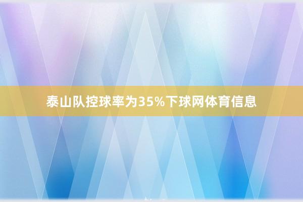 泰山队控球率为35%下球网体育信息